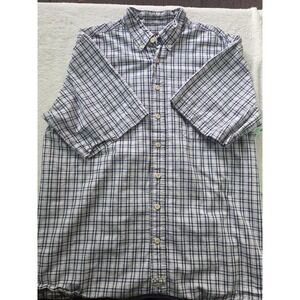 Quality Clothing Co Plaid Button Down Shirt Men's M Short Sleeve Cotton Blue